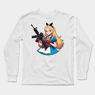 Tactical Wonderland Odyssey Tee: A Unique Twist on Alice's Journey Long Sleeve T-Shirt